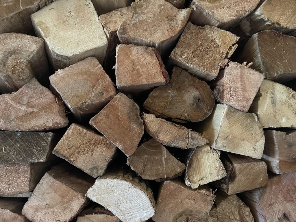 Stacked kiln-seasoned firewood